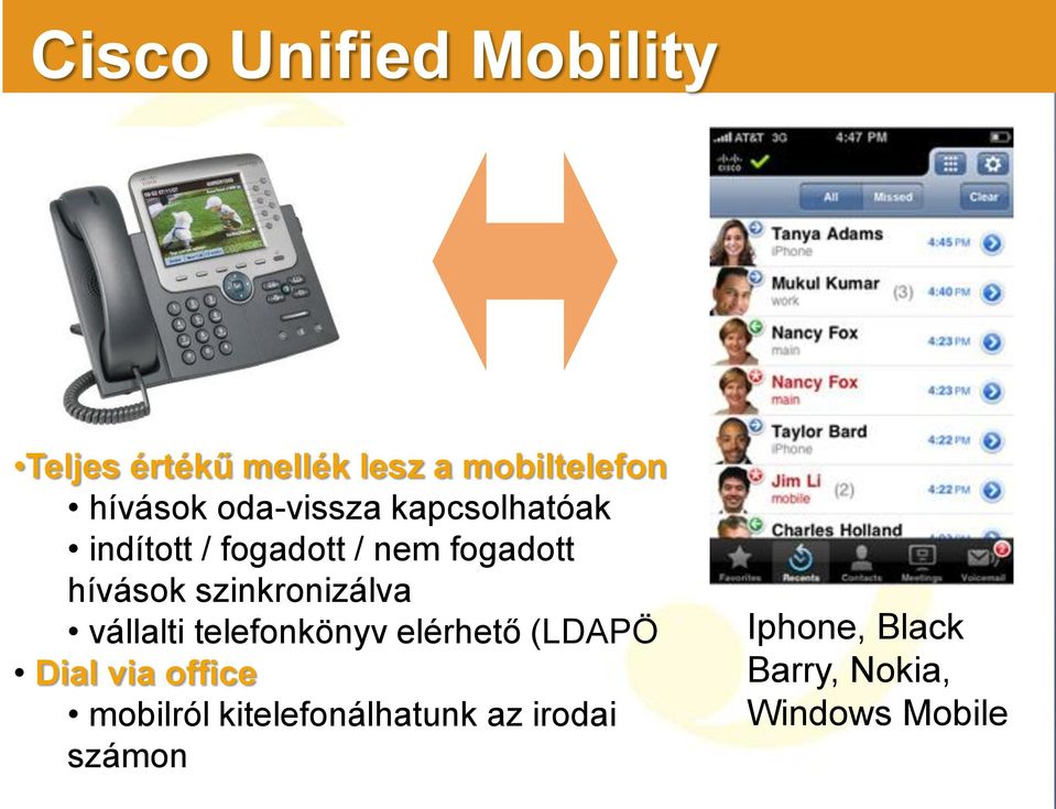 szinkronizálva vállalti telefonkönyv elérhető (LDAPÖ Dial via office