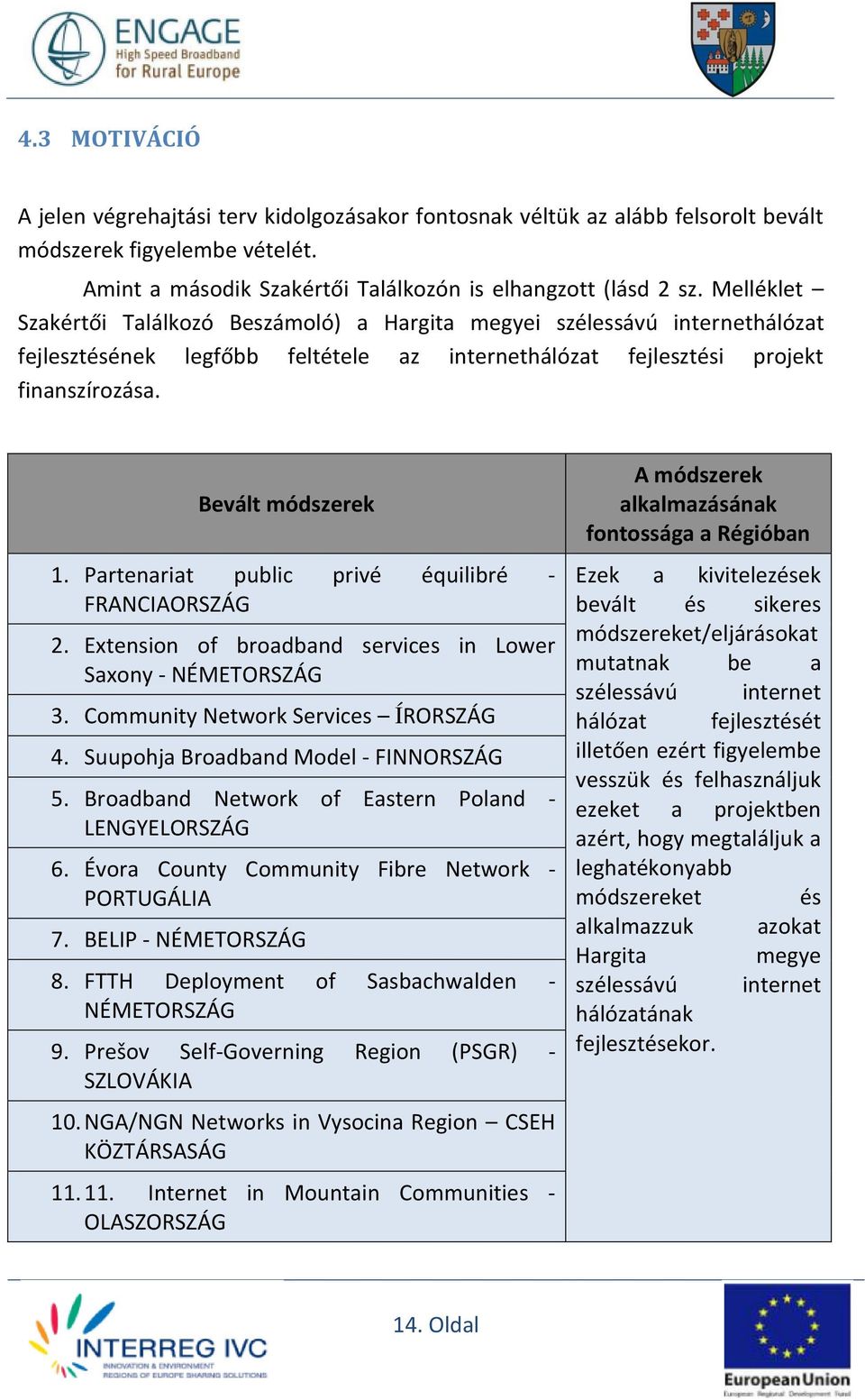 Partenariat public privé équilibré - FRANCIAORSZÁG 2. Extension of broadband services in Lower Saxony - NÉMETORSZÁG 3. Community Network Services ÍRORSZÁG 4. Suupohja Broadband Model - FINNORSZÁG 5.