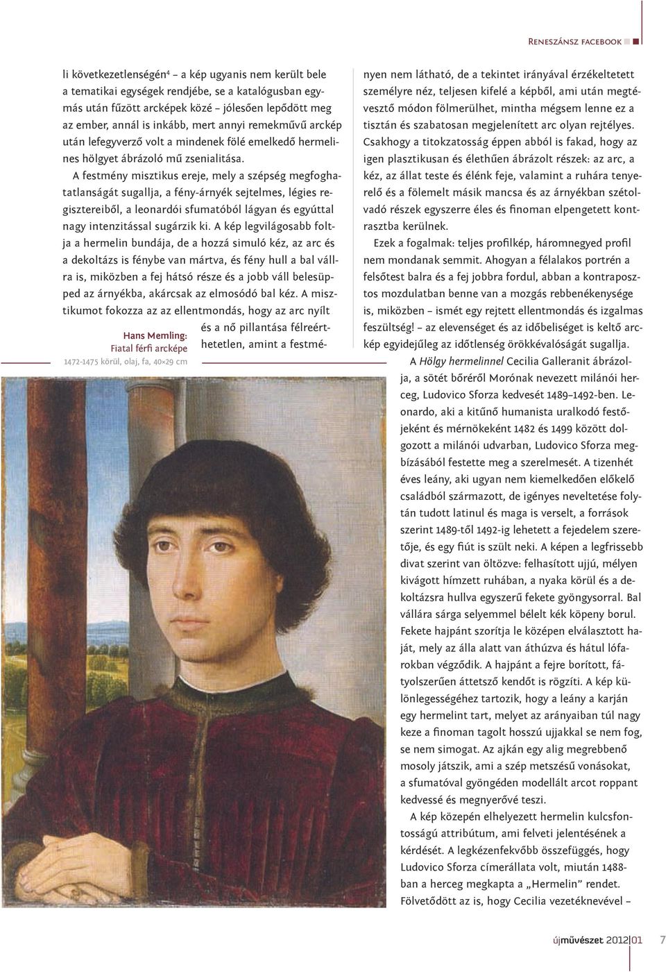 A festmény misztikus ereje, mely a szépség megfoghatatlanságát sugallja, a fény-árnyék sejtelmes, légies regisztereiből, a leonardói sfumatóból lágyan és egyúttal nagy intenzitással sugárzik ki.
