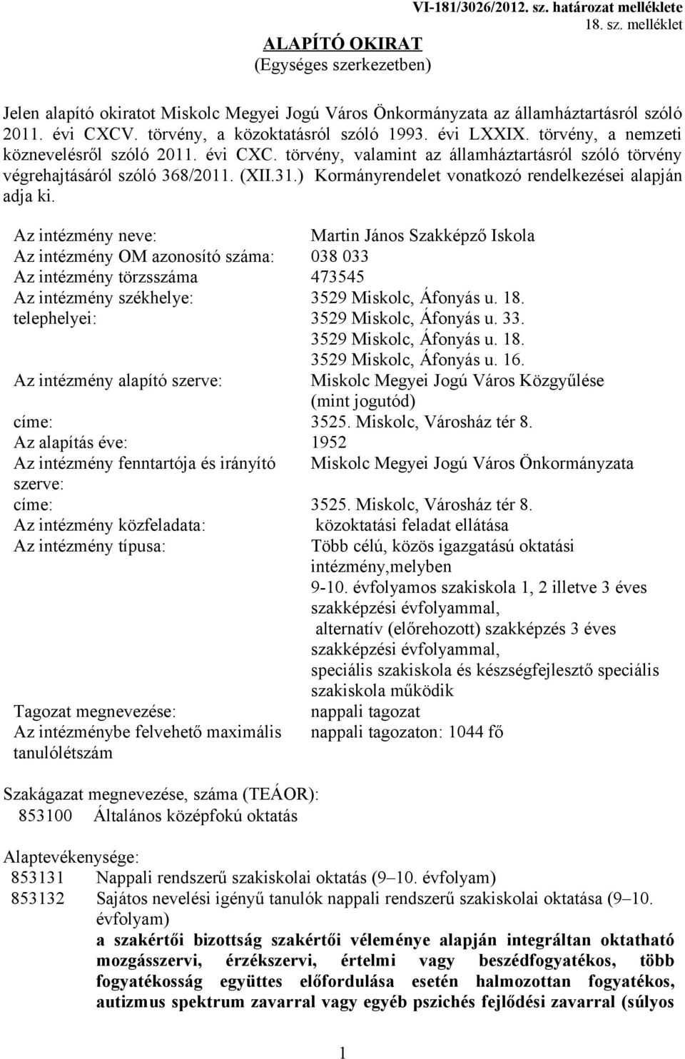 (XII.31.) Kormányrendelet vonatkozó rendelkezései alapján adja ki.