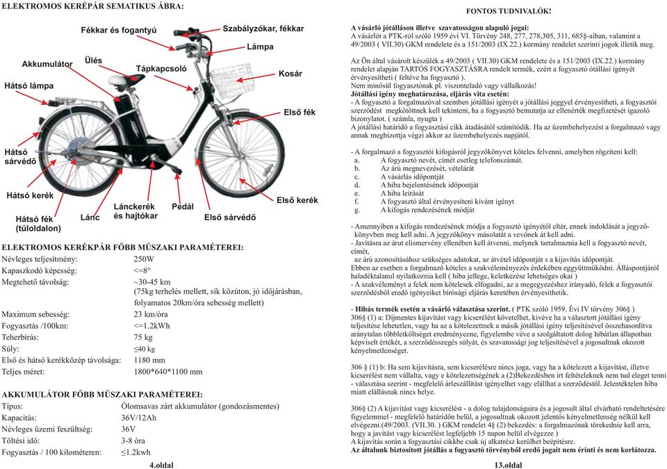 Kezelési, karbantartási útmutató és Jótállási jegy az Alfa Centauri XY-EB-B006  típusú elektromos kerékpárhoz - PDF Ingyenes letöltés