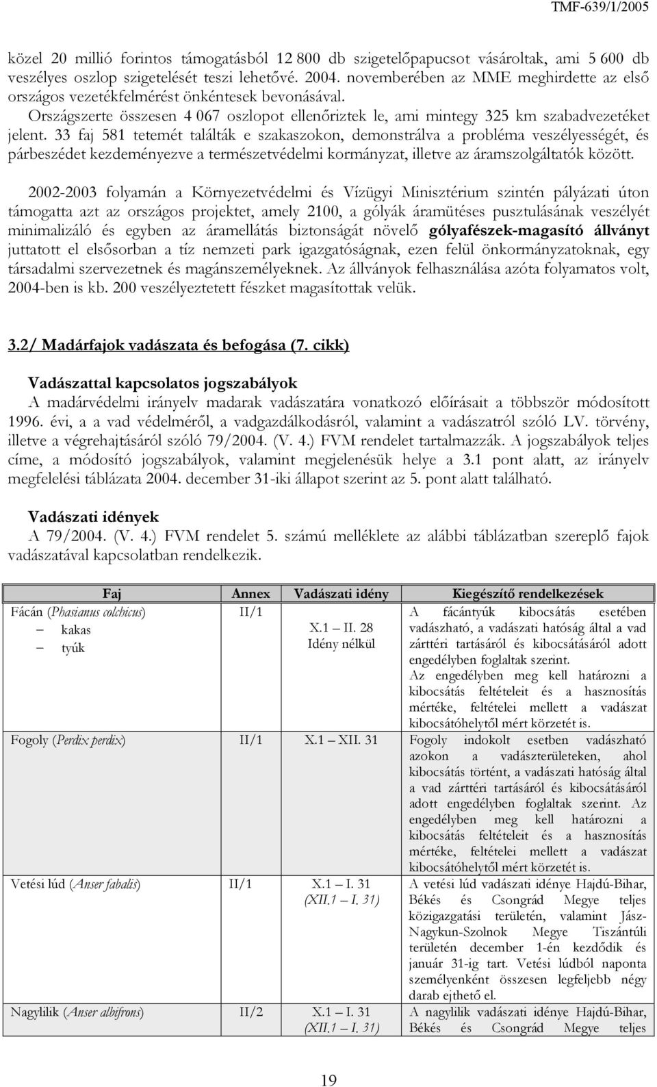 33 faj 581 tetemét találták e szakaszokon, demonstrálva a probléma veszélyességét, és párbeszédet kezdeményezve a természetvédelmi kormányzat, illetve az áramszolgáltatók között.