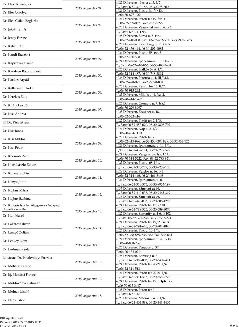 Kónya Judit Dr. Kujbus Mária Dr. Kujbus Szabina Dr. Kulcsár István Átjegyezve a Budapesti Ügyvédi Kamarába. Dr. Kun József Dr. Lakatos Olivér Dr. Lampé Zoltán Dr. Lenkey Nóra Dr.