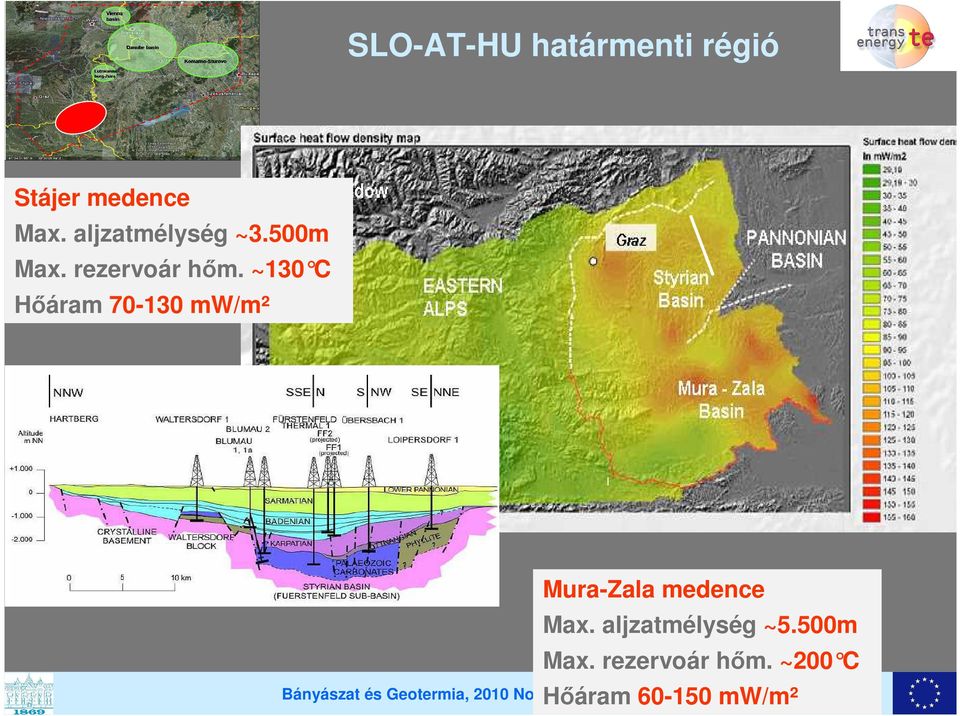 ~130 C Hőáram 70-130 mw/m² Mura-Zala medence Max.