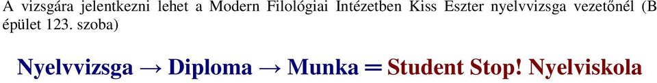 nyelvvizsga vezetőnél (B épület 123.