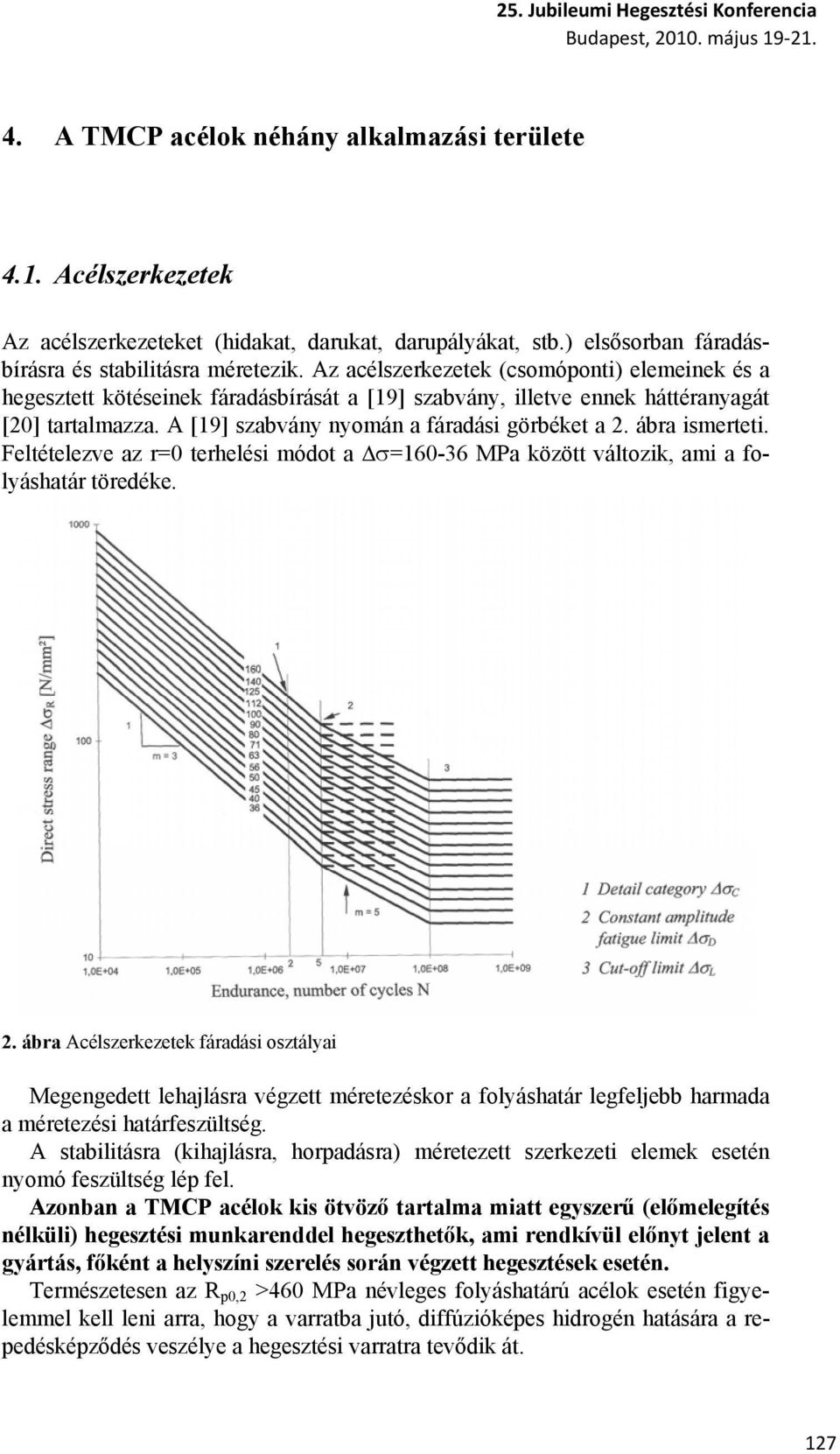 ábra ismerteti. Feltételezve az r=0 terhelési módot a Δσ=160-36 MPa között változik, ami a folyáshatár töredéke. 2.