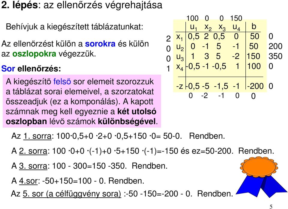 komponálás) A kapott számnak meg kell egyeznie a két tolsó oszlopan lévő számok különségével,, - - - -, - -, -z -, - -, - - - - Az