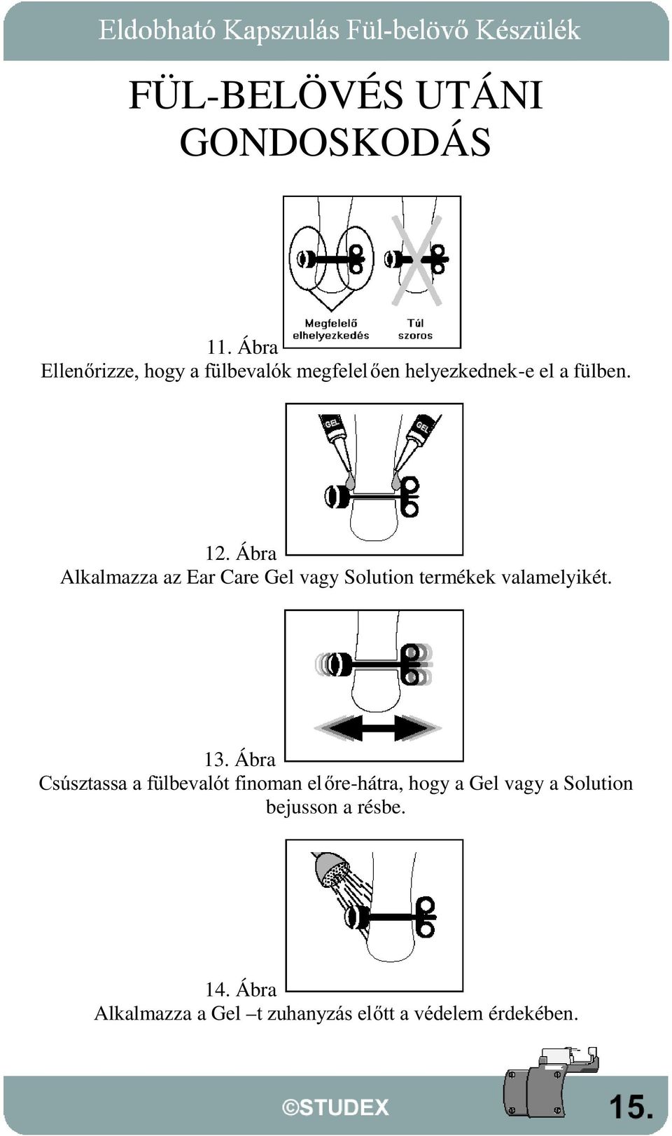 Ábra Alkalmazza az Ear Care Gel vagy Solution termékek valamelyikét. 13.