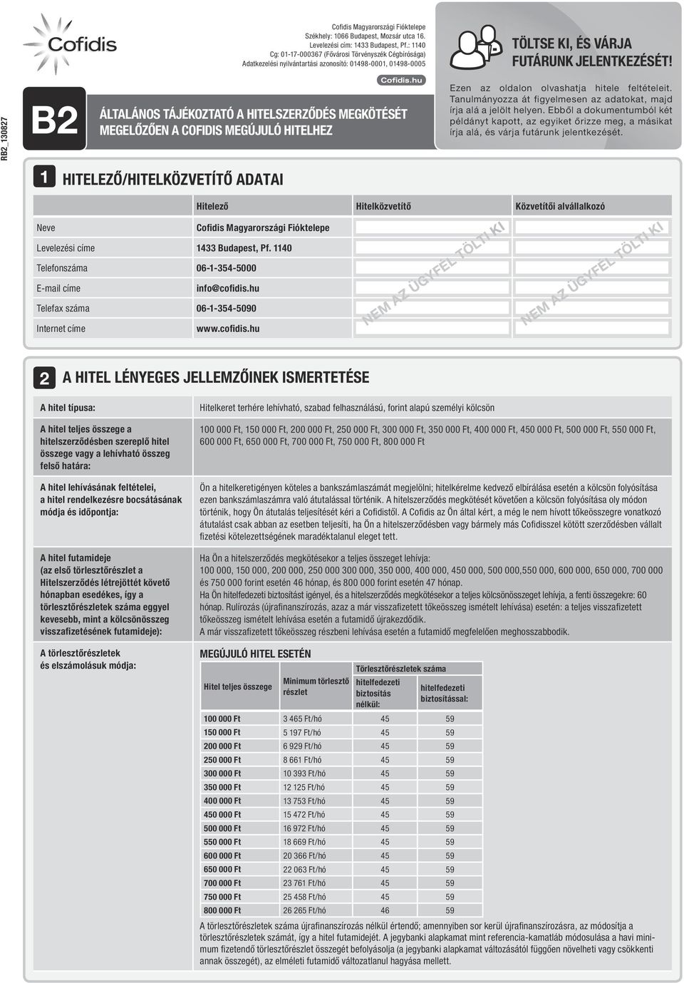 MEGÚJULÓ HITELHEZ TÖLTSE KI, ÉS VÁRJA FUTÁRUNK JELENTKEZÉSÉT! Ezen az oldalon olvashatja hitele feltételeit. Tanulmányozza át figyelmesen az adatokat, majd írja alá a jelölt helyen.