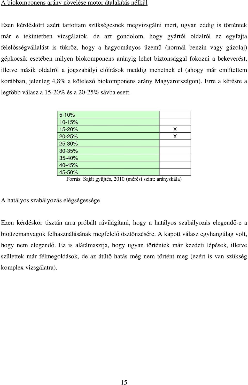 bekeverést, illetve másik oldalról a jogszabályi előírások meddig mehetnek el (ahogy már említettem korábban, jelenleg 4,8% a kötelező biokomponens arány Magyarországon).