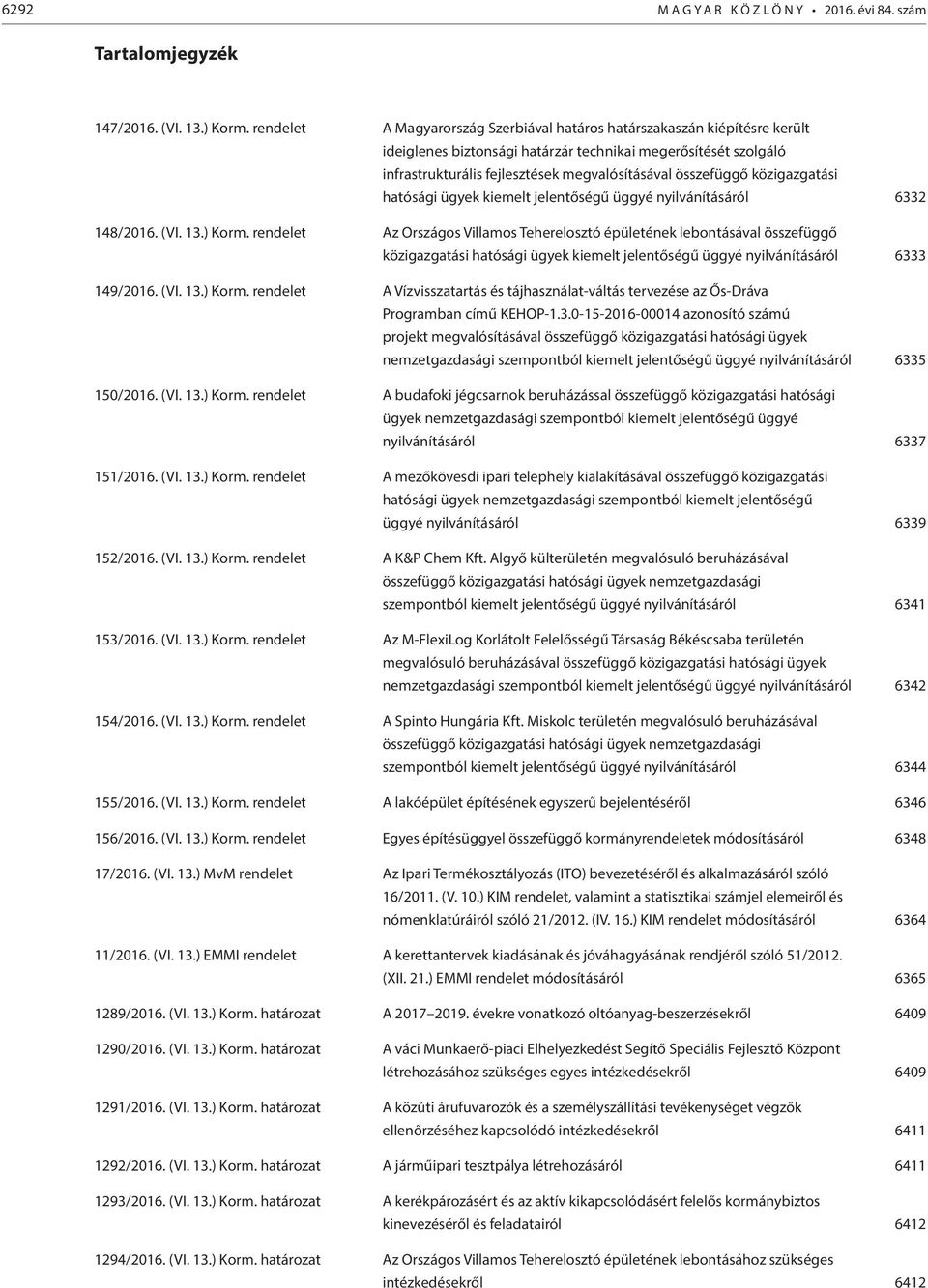 közigazgatási hatósági ügyek kiemelt jelentőségű üggyé nyilvánításáról 6332 148/2016. (VI. 13.) Korm.