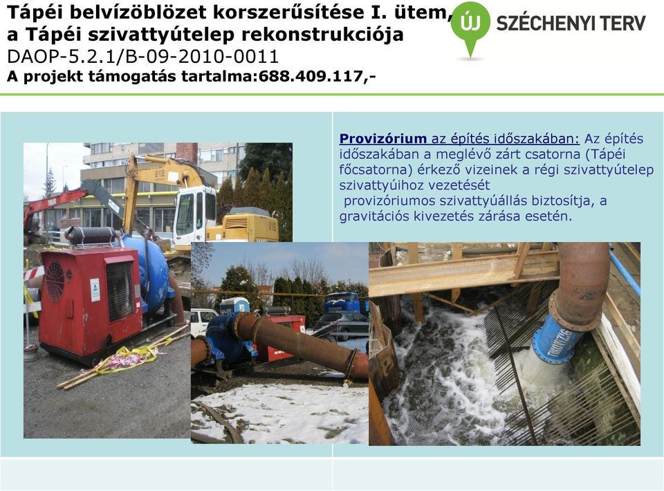 meglévő zárt csatorna (Tápéi főcsatorna) érkező vizeinek a régi
