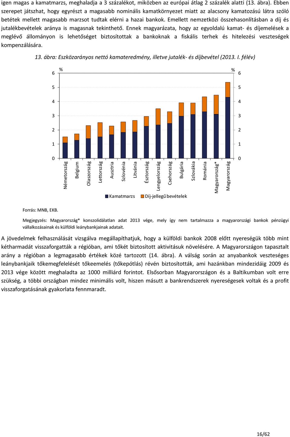 Emellett nemzetközi összehasonlításban a díj és jutalékbevételek aránya is magasnak tekinthető.