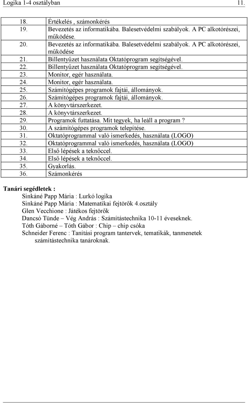 Számítógépes programok fajtái, állományok. 26. Számítógépes programok fajtái, állományok. 27. A könyvtárszerkezet. 28. A könyvtárszerkezet. 29. Programok futtatása. Mit tegyek, ha leáll a program? 30.