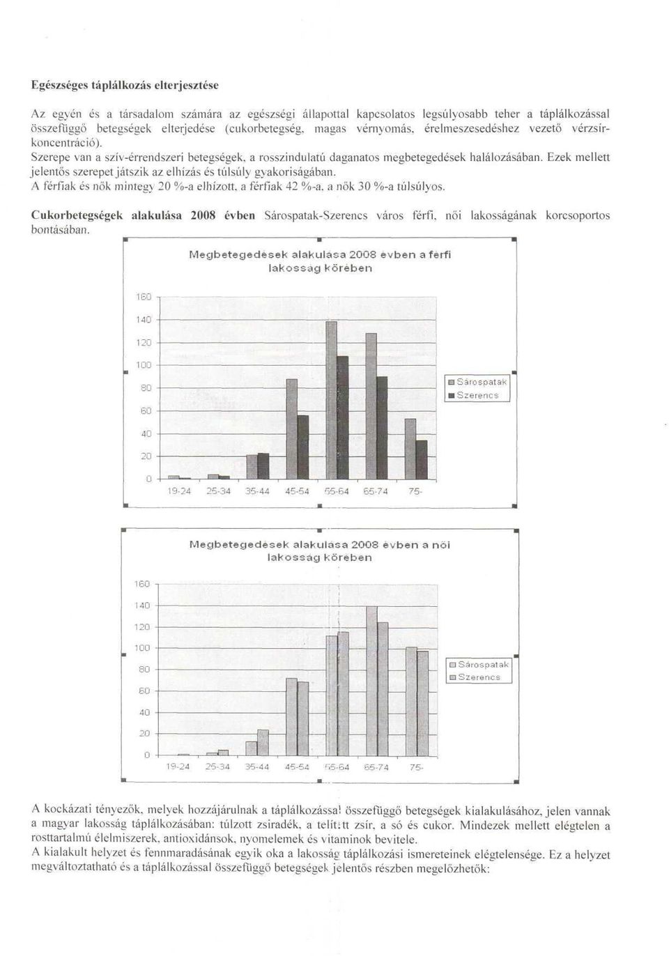 Ezek mellett jelentős szerepet játszik az elhízás és túlsúly gyakoriságában. A férfiak és nők mintegy 20 %-a elhízott, a férfiak 42 %-a. a nők 30 %-a túlsúlyos.