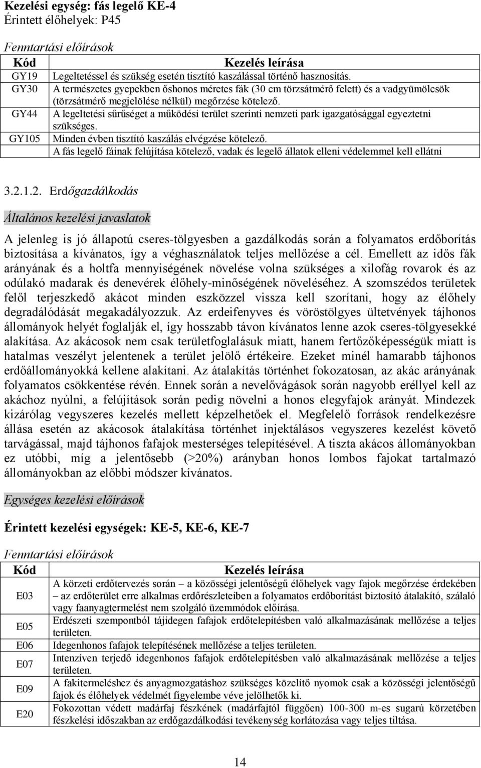 A legeltetési sűrűséget a működési terület szerinti nemzeti park igazgatósággal egyeztetni szükséges. Minden évben tisztító kaszálás elvégzése kötelező.