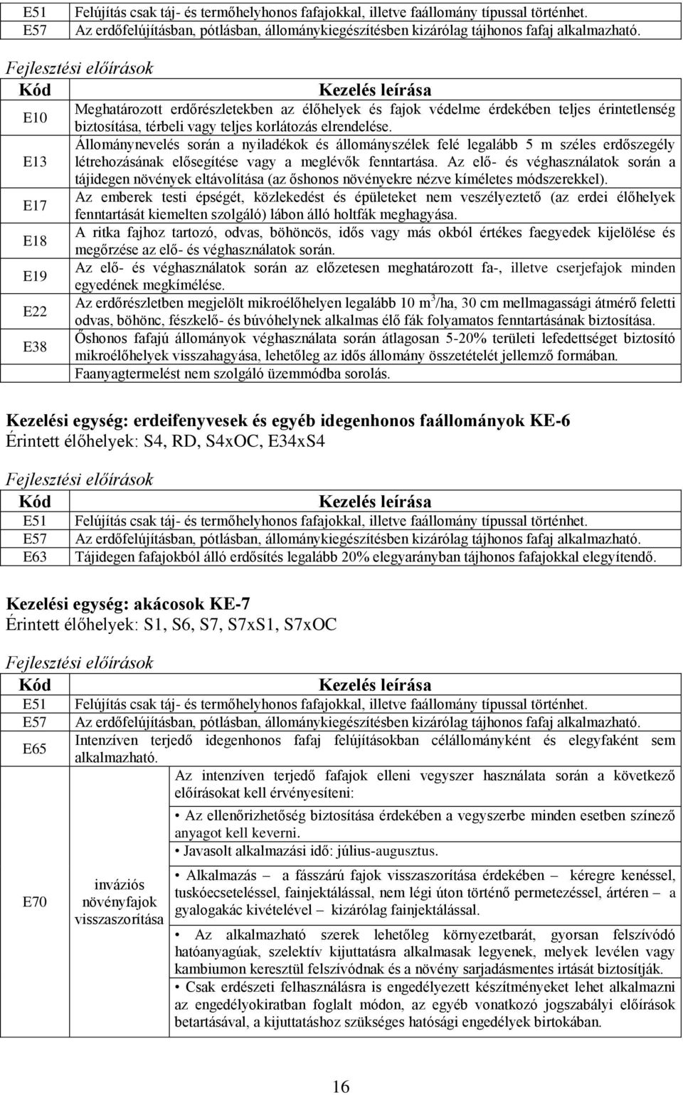 korlátozás elrendelése. Állománynevelés során a nyiladékok és állományszélek felé legalább 5 m széles erdőszegély létrehozásának elősegítése vagy a meglévők fenntartása.