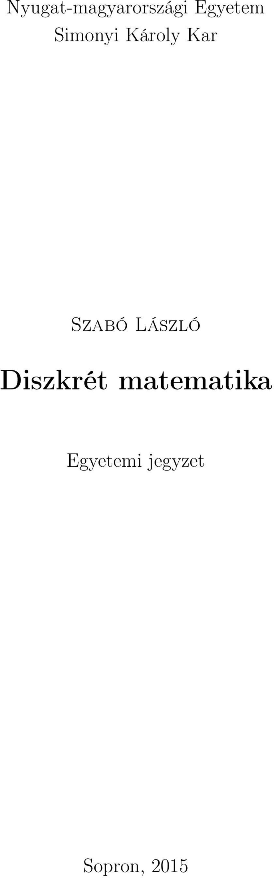 Szabó László Diszkrét