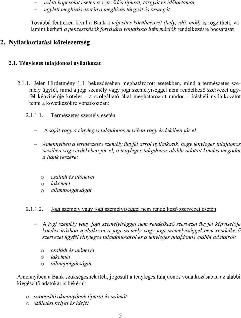 Tényleges tulajdnsi nyilatkzat 2.1.