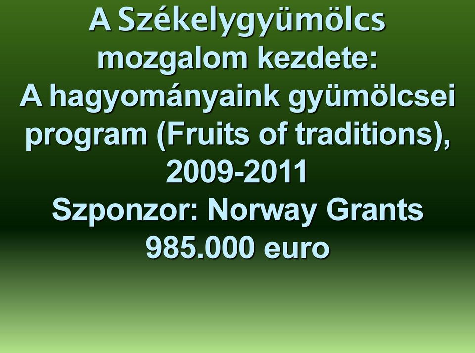 (Fruits of traditions), 2009-2011