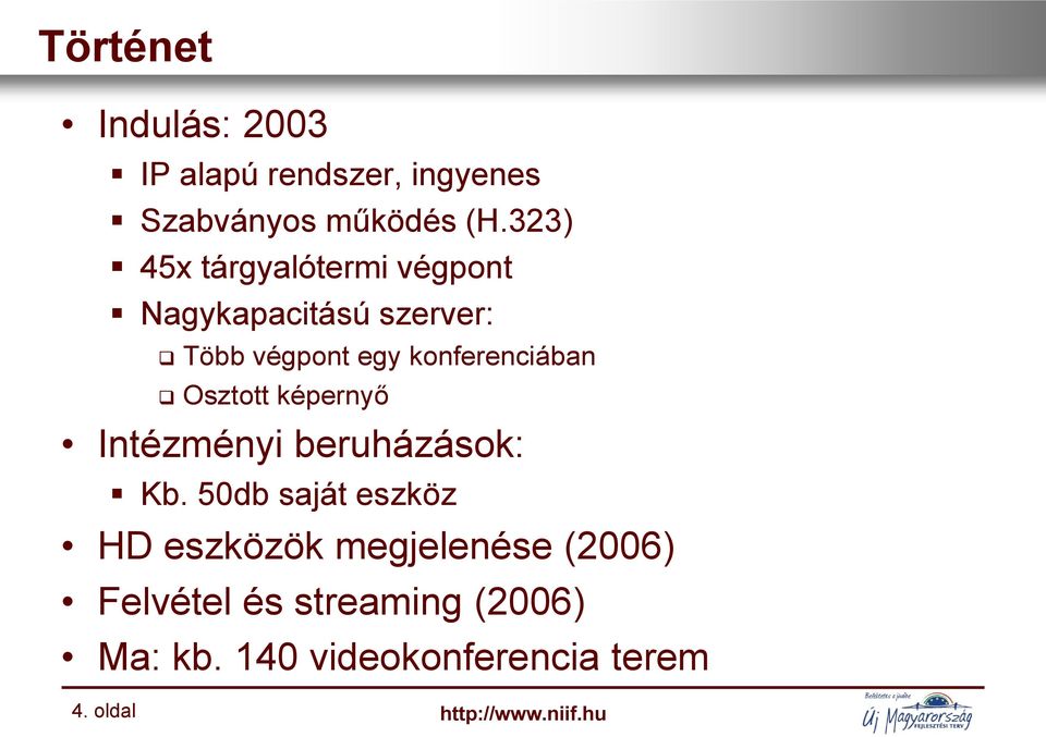 konferenciában Osztott képernyő Intézményi beruházások: Kb.