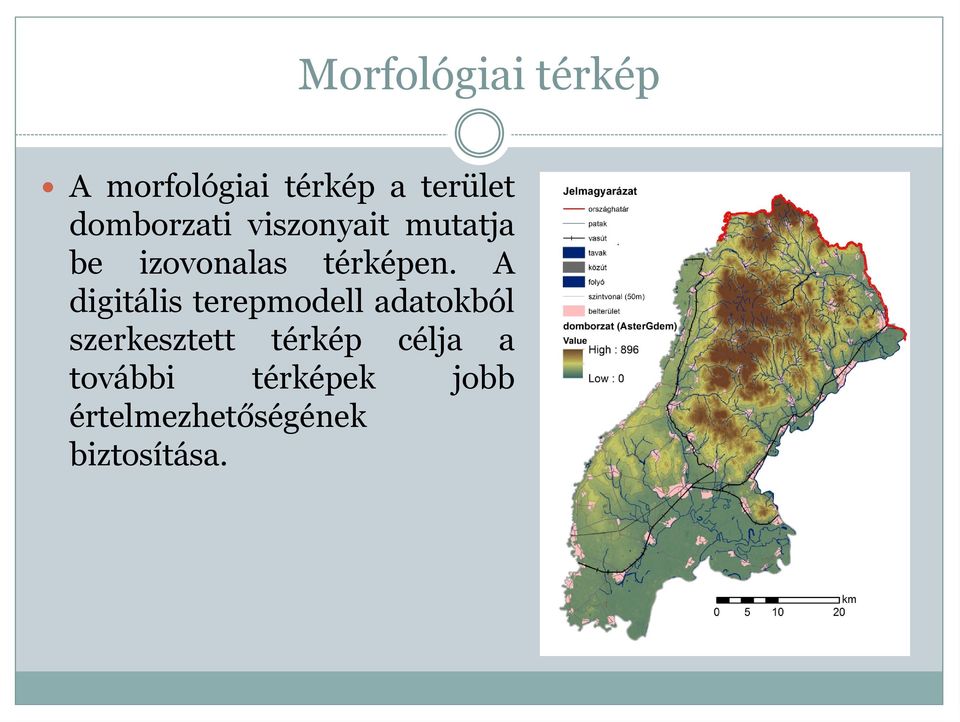 A digitális terepmodell adatokból szerkesztett térkép