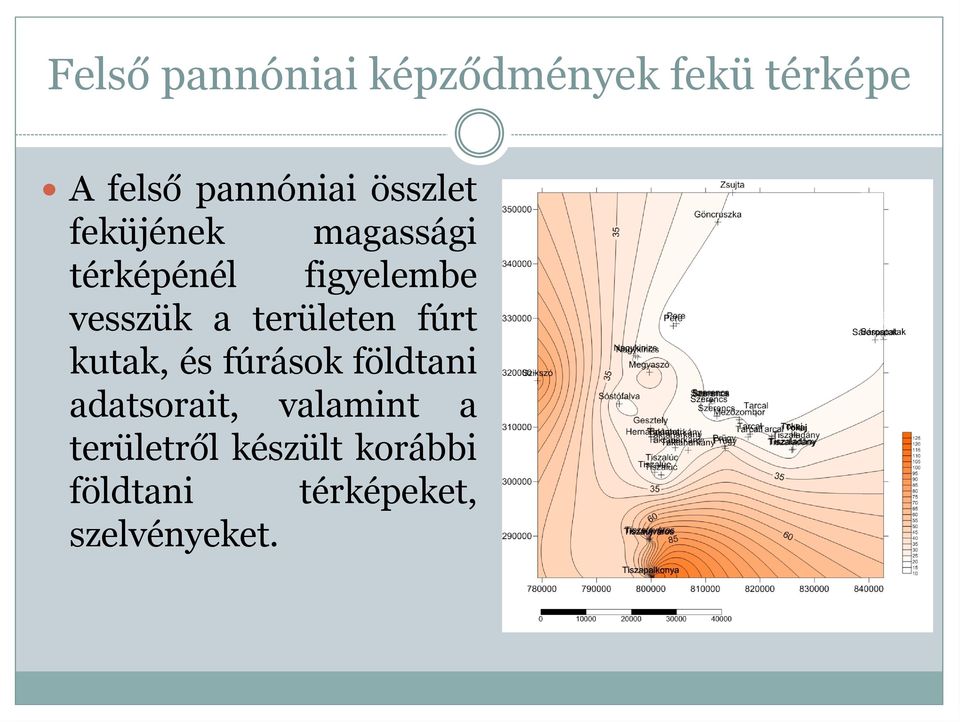 területen fúrt kutak, és fúrások földtani adatsorait,