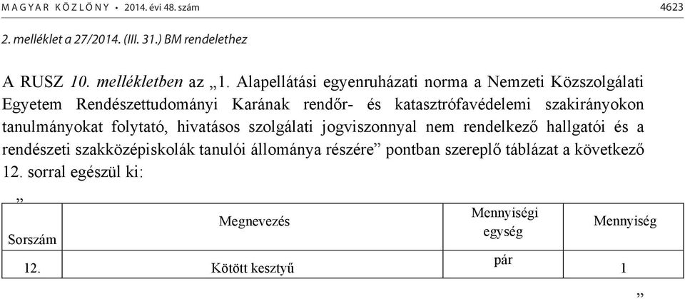 szakirányokon tanulmányokat folytató, hivatásos szolgálati jogviszonnyal nem rendelkező hallgatói és a rendészeti szakközépiskolák