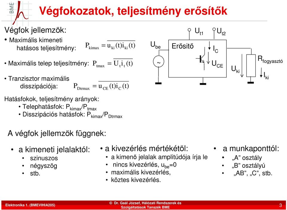 végok jellemzők üggnek: a kimenei jelalakól: szinszos négyszög sb.