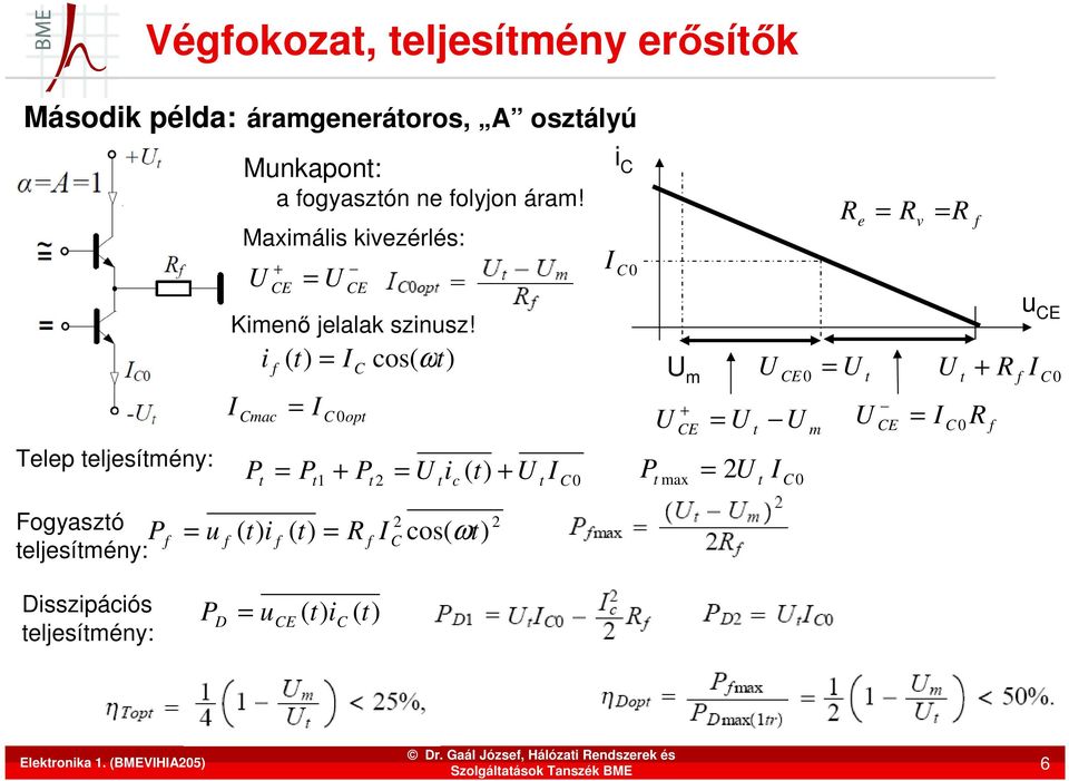i ( ) cos( ω) mac 0op 1 ic ( ) 0 i 0 m 0 max 0 m e v 0 0 Fogyaszó eljesímény: ω ) ( ) i ( ) cos(