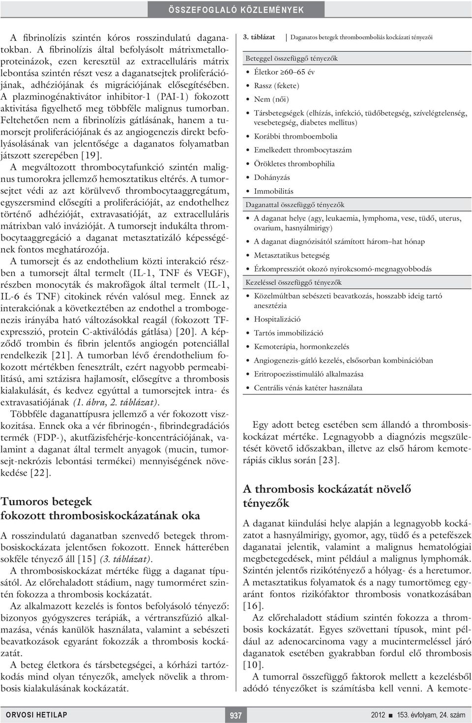 elősegítésében. A plazminogénaktivátor inhibitor-1 (PAI-1) fokozott aktivitása figyelhető meg többféle malignus tumorban.