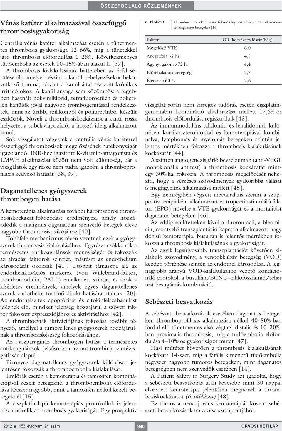A thrombosis kialakulásának hátterében az érfal sérülése áll, amelyet részint a kanül behelyezésekor bekövetkező trauma, részint a kanül által okozott krónikus irritácó okoz.