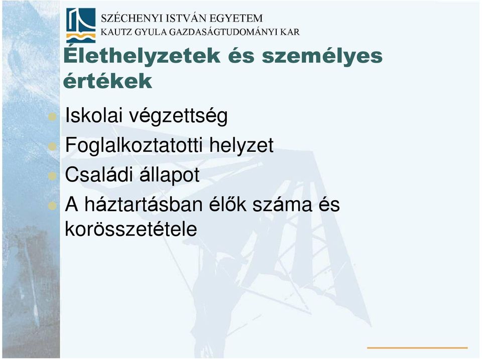 Foglalkoztatotti helyzet Családi