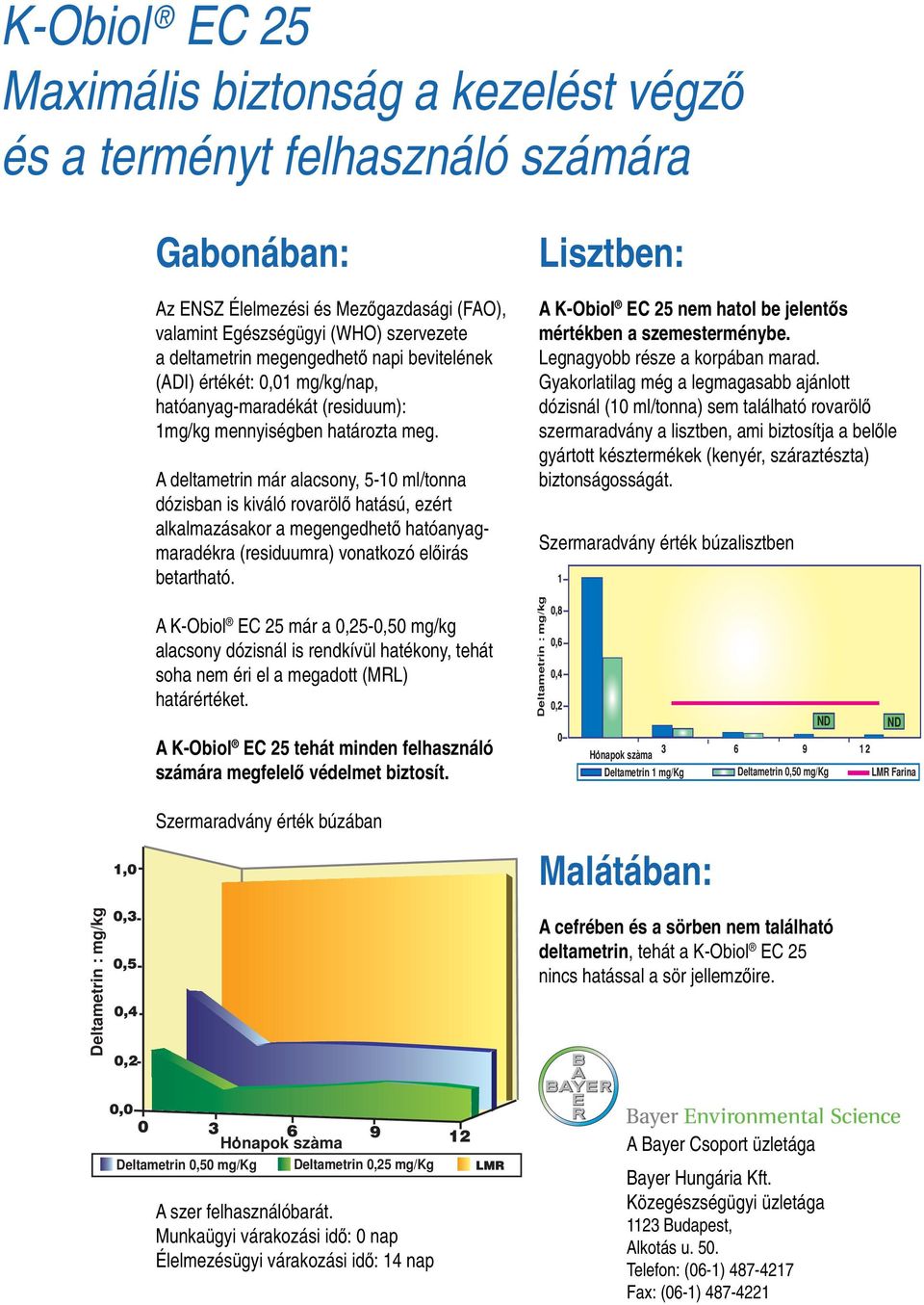 A deltametrin már alacsony, 5-10 ml/tonna dózisban is kiváló rovarölő hatású, ezért alkalmazásakor a megengedhető hatóanyagmaradékra (residuumra) vonatkozó előirás betartható.