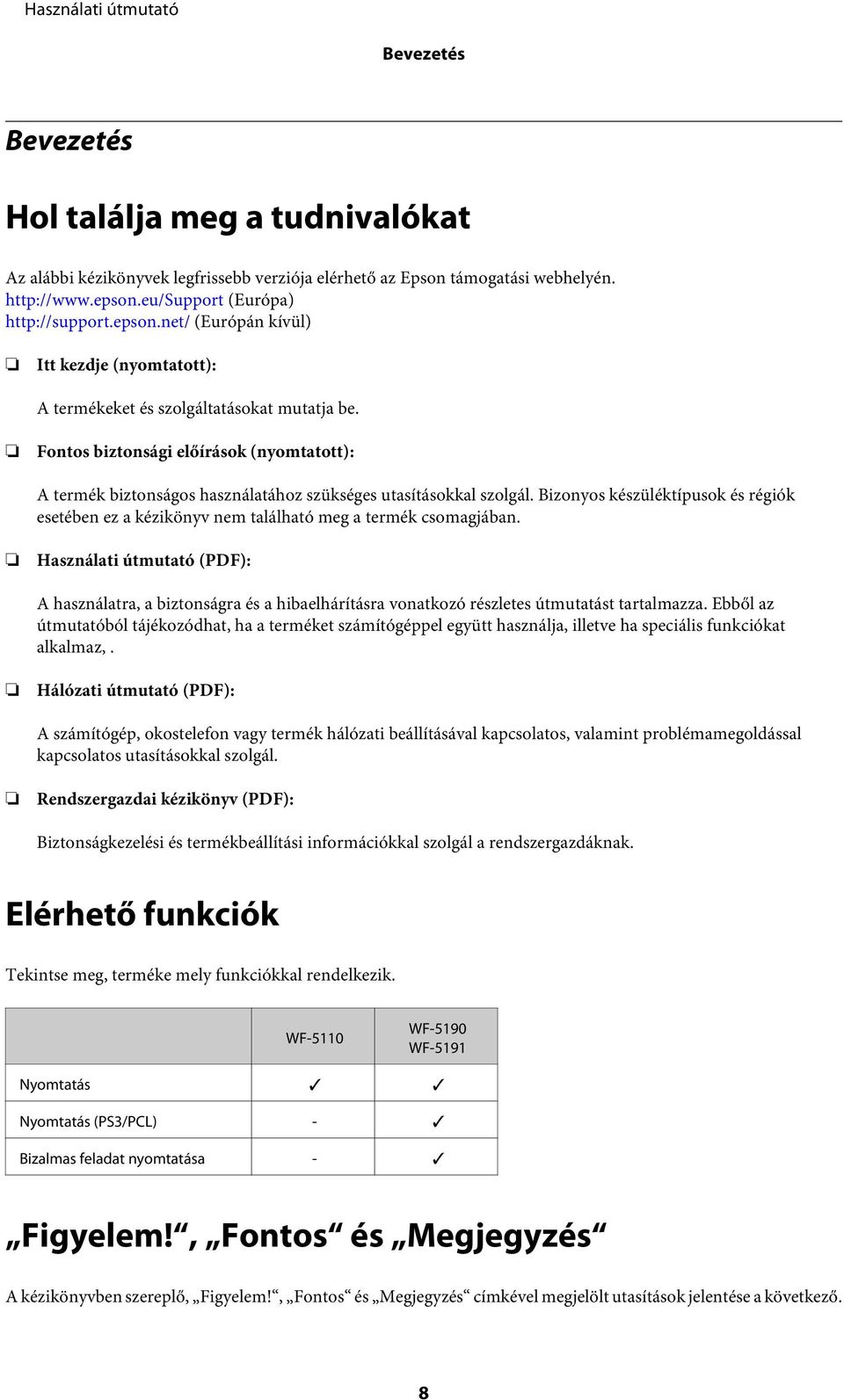 Fontos biztonsági előírások (nyomtatott): A termék biztonságos használatához szükséges utasításokkal szolgál.