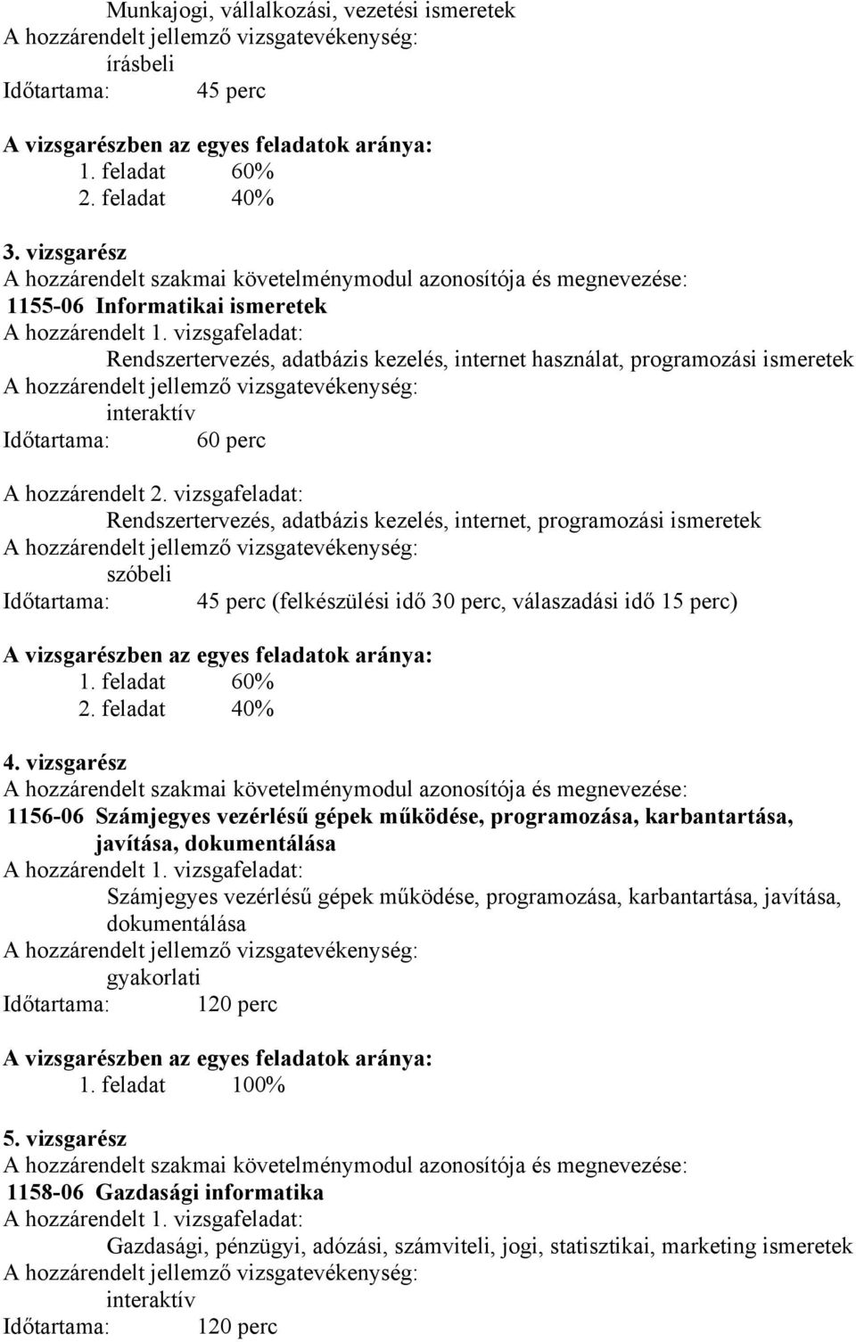 vizsgafeladat: Rendszertervezés, adatbázis kezelés, internet használat, programozási ismeretek interaktív Időtartama: 60 perc A hozzárendelt 2.