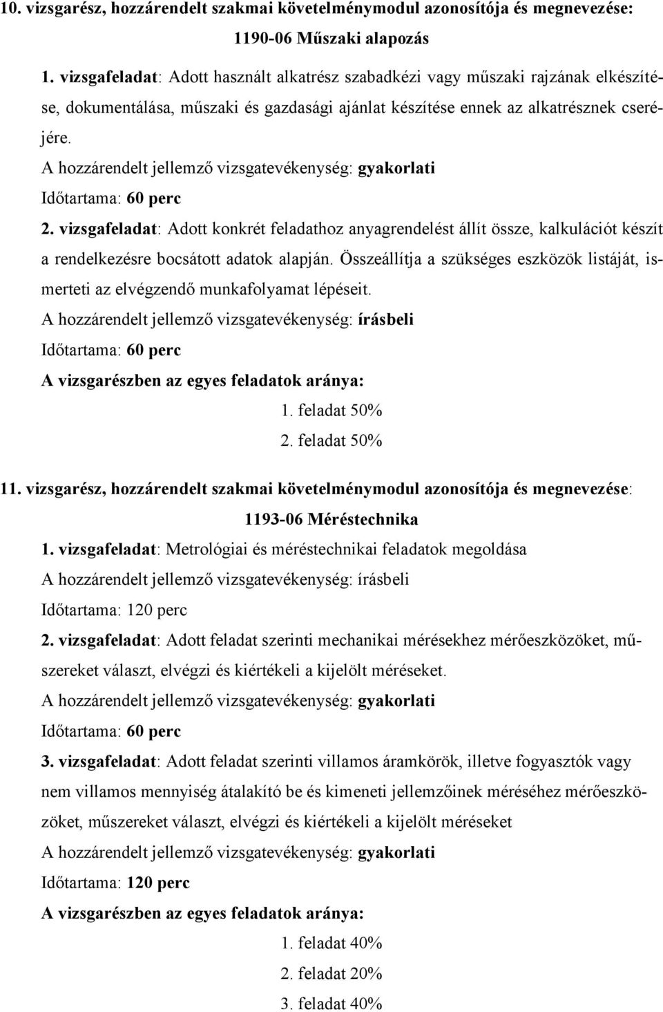 vizsgafeladat: Adott konkrét feladathoz anyagrendelést állít össze, kalkulációt készít a rendelkezésre bocsátott adatok alapján.