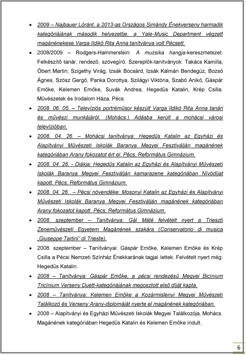 Szereplők-tanítványok: Takács Kamilla, Óbert Martin, Szigethy Virág, Izsák Bocsárd, Izsák Kálmán Bendegúz, Bozsó Ágnes, Szösz Gergő, Panka Dorottya, Szilágyi Viktória, Szabó Anikó, Gáspár Emőke,