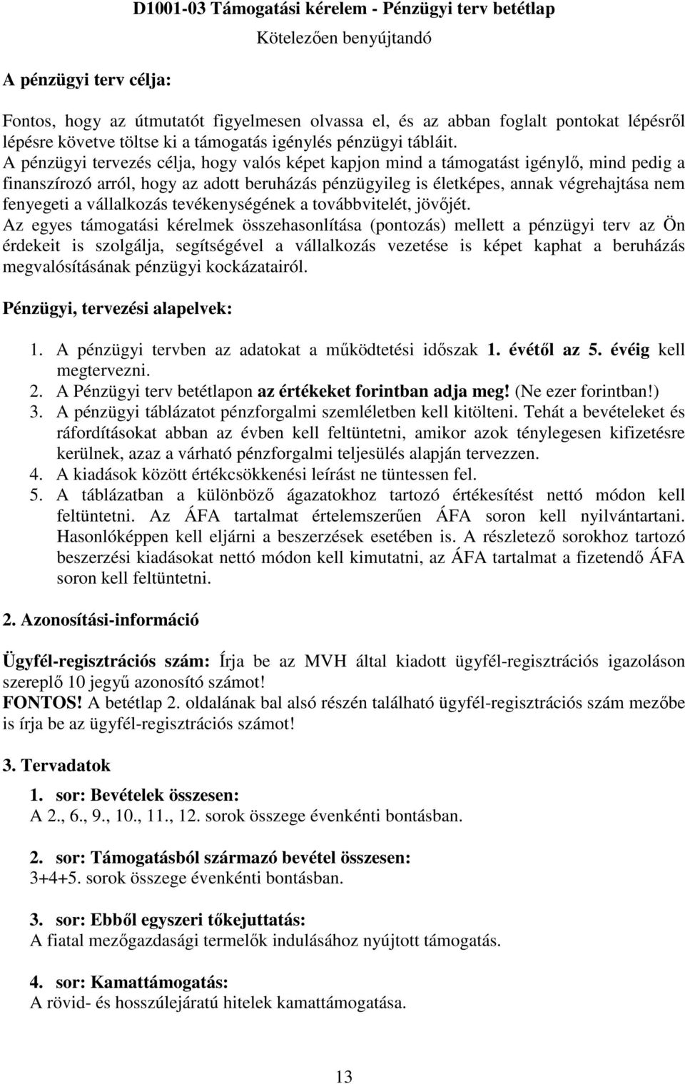 A pénzügyi tervezés célja, hogy valós képet kapjon mind a támogatást igénylő, mind pedig a finanszírozó arról, hogy az adott beruházás pénzügyileg is életképes, annak végrehajtása nem fenyegeti a