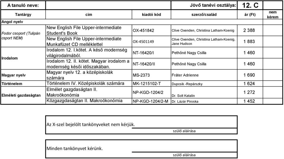 OX-4501149 Munkafüzet CD melléklettel Jane Hudson 12. I.kötet. A késő modernség NT-16420/I Pethőné Nagy Csilla 1 460 világirodalmából. 12. II. kötet.