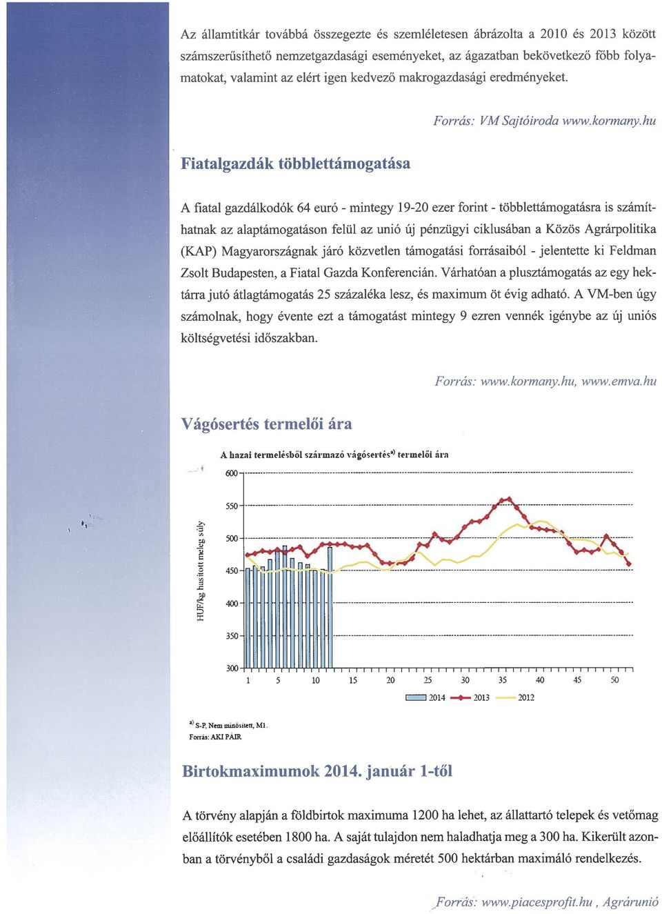 az alaptámogatáson felül az unió Új pénzügyi ciklusában a Közös Agrárpolitika (KAP) Magyarországnak járó közvetlen támogatási forrásaiból - jelentette ki Feldman Zsolt Budapesten, a Fiatal Gazda