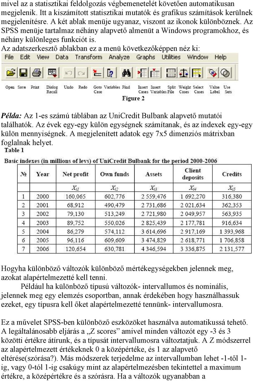 Az adatszerkesztő ablakban ez a menü következőképpen néz ki: Példa: Az 1-es számú táblában az UniCredit Bulbank alapvető mutatói találhatók.