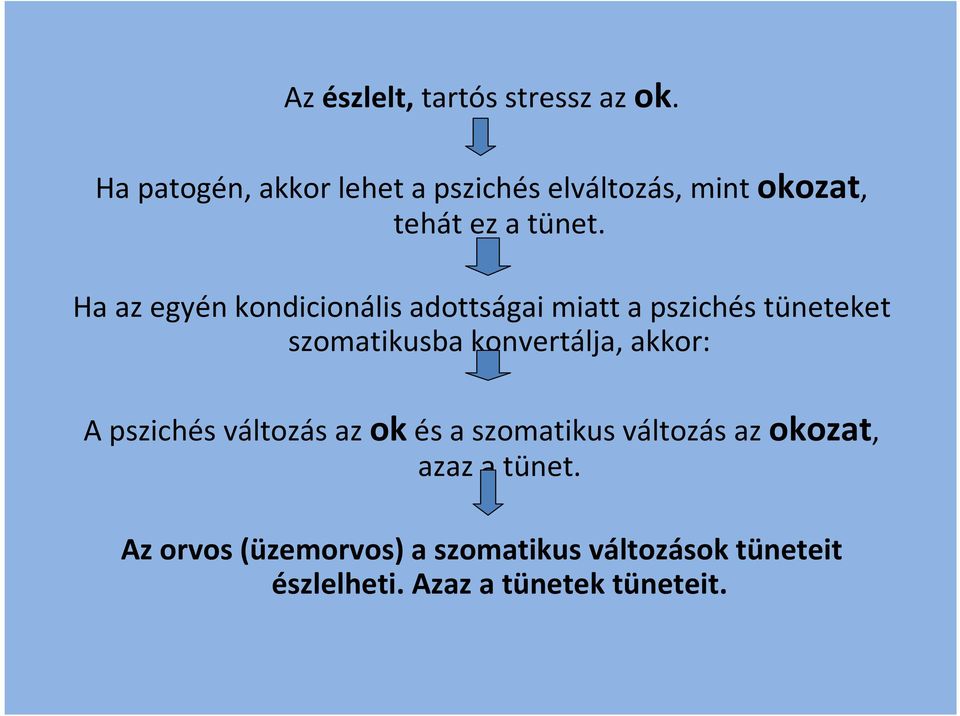 Ha az egyénkondicionálisadottságai miatt a pszichés tüneteket szomatikusba konvertálja,