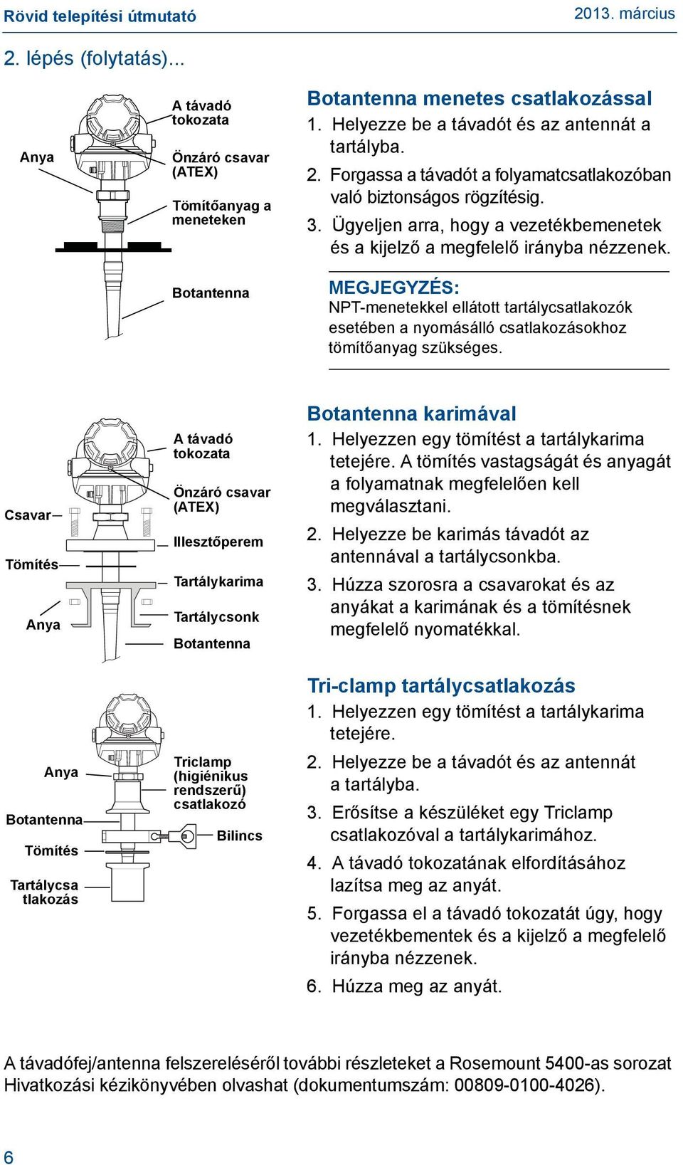 MEGJEGYZÉS: NPT-menetekkel ellátott tartálycsatlakozók esetében a nyomásálló csatlakozásokhoz tömítőanyag szükséges.
