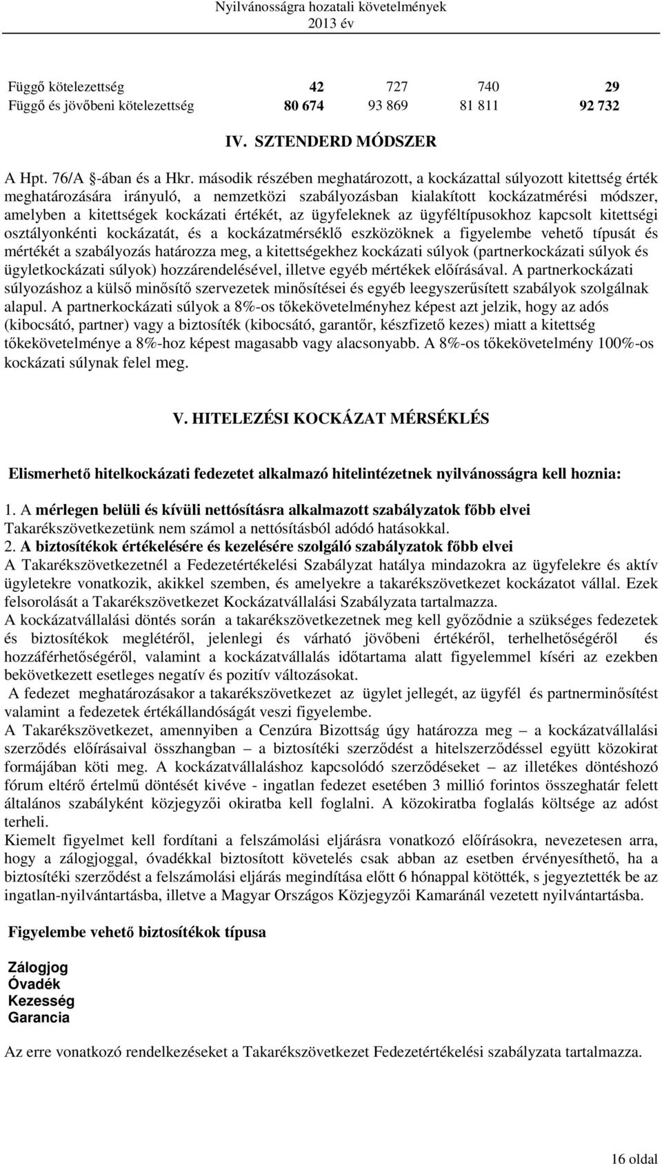 értékét, az ügyfeleknek az ügyféltípusokhoz kapcsolt kitettségi osztályonkénti kockázatát, és a kockázatmérséklő eszközöknek a figyelembe vehető típusát és mértékét a szabályozás határozza meg, a