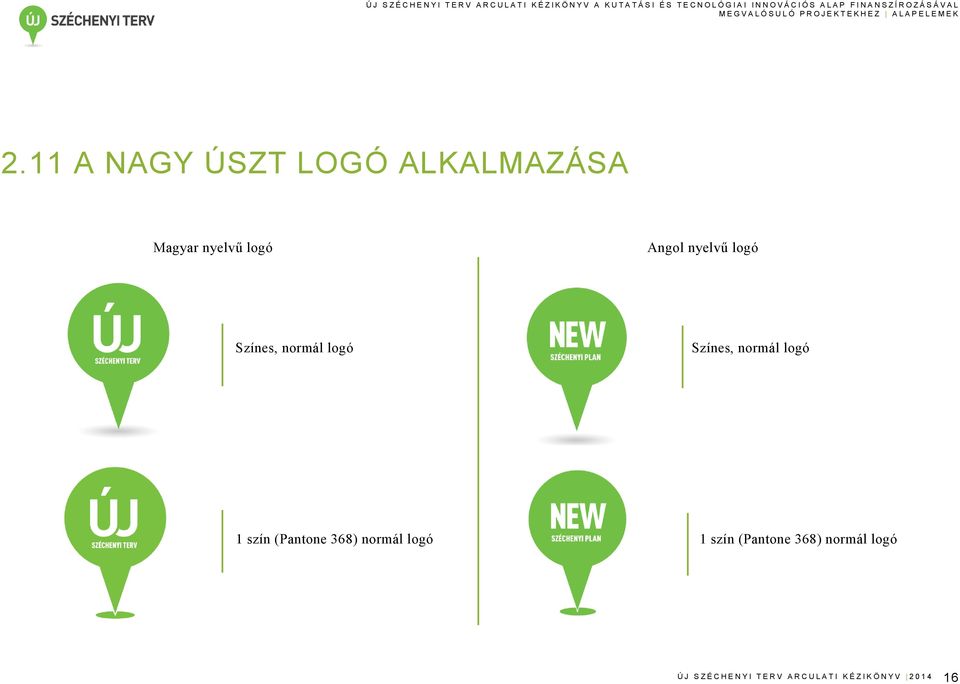 normál logó Színes, normál logó 1 szín (Pantone 368) normál logó 1 szín