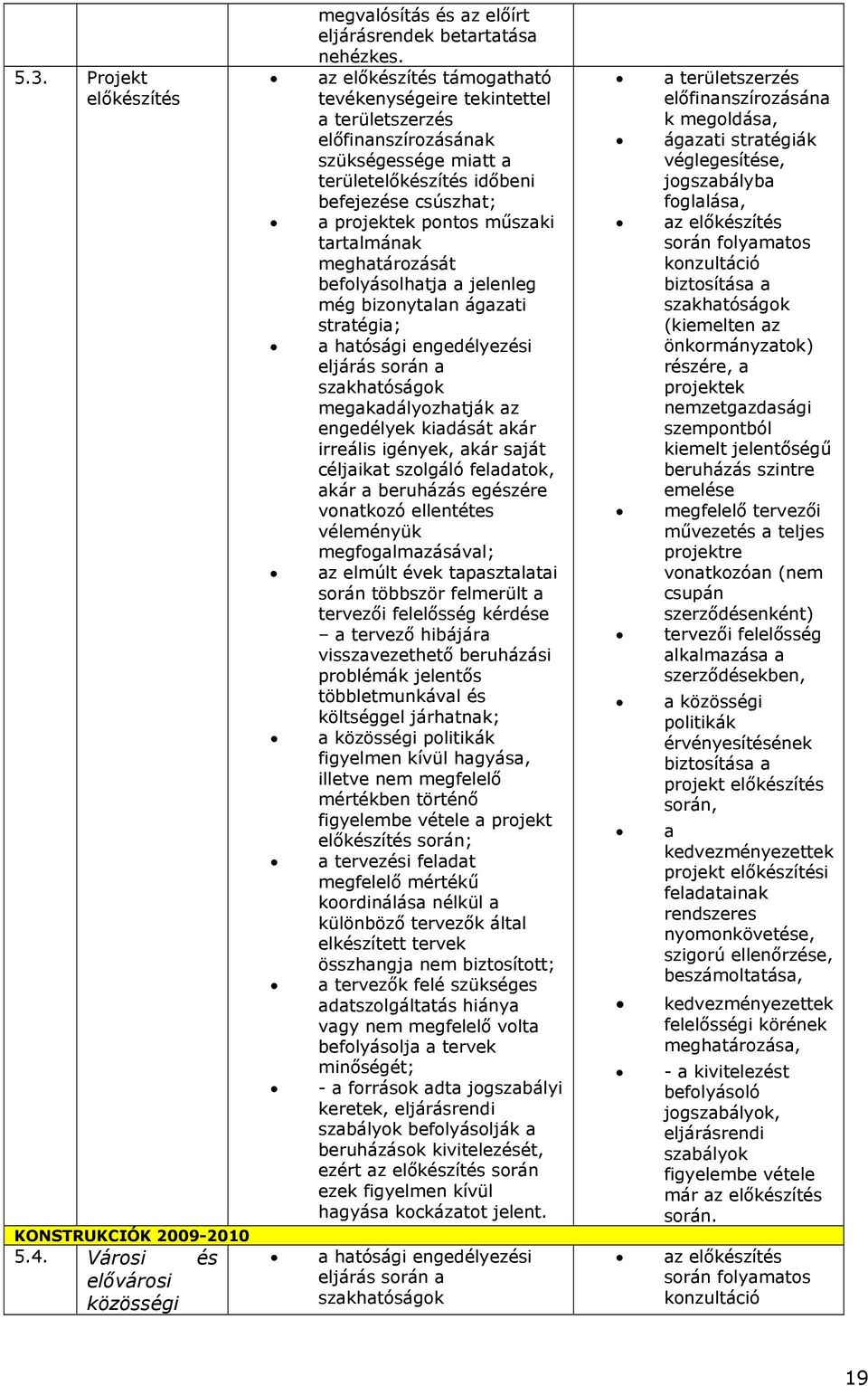 a jelenleg még bizonytalan ágazati stratégia; a hatósági engedélyezési eljárás során a szakhatóságok megakadályozhatják az engedélyek kiadását akár irreális igények, akár saját céljaikat szolgáló