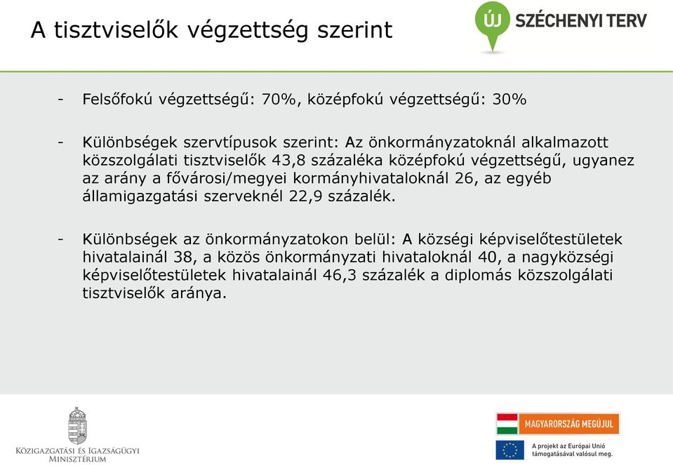 kormányhivataloknál 26, az egyéb államigazgatási szerveknél 22,9 százalék.