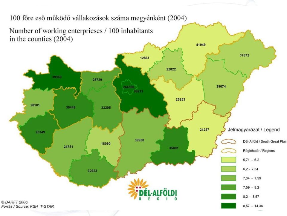 itt elő. A térség gazdaságában az ipar súlya az országoshoz viszonyítva kisebb.