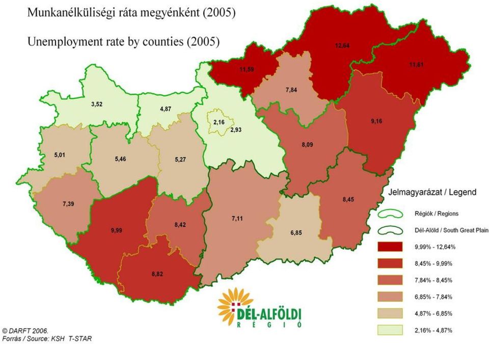 itt elő. A térség gazdaságában az ipar súlya az országoshoz viszonyítva kisebb.